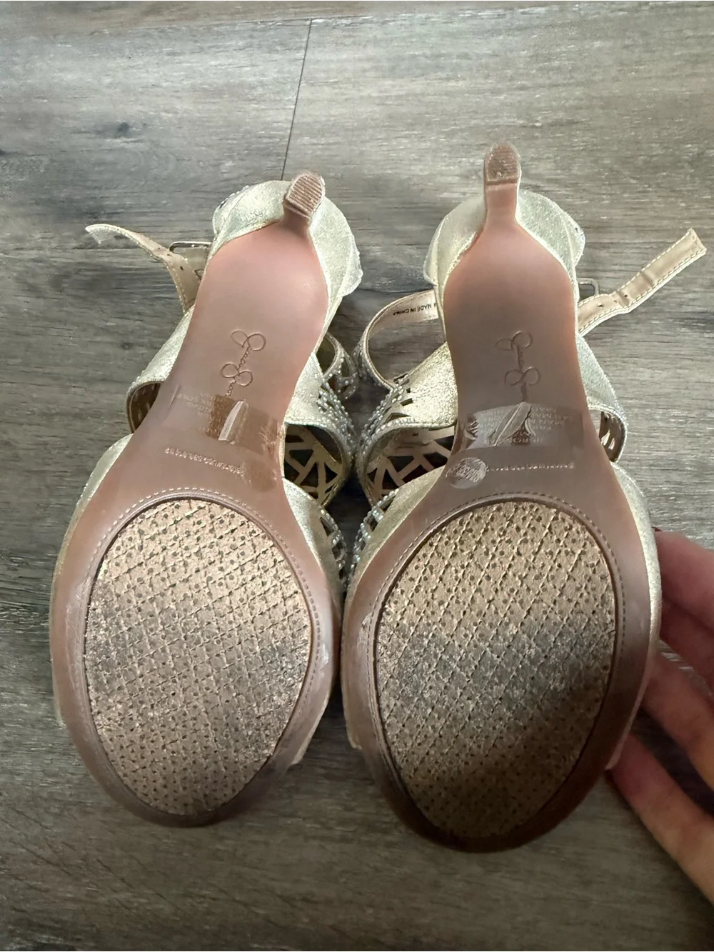 Jessica Simpson Metallic Gold Glitter Cutout High Heel Sandals